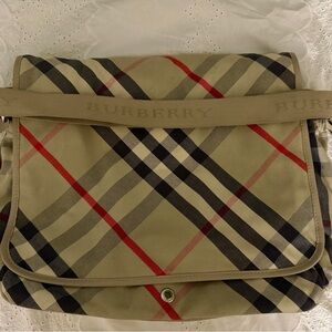 Burberry Beige and Red Plaid Diaper Messenger Bag